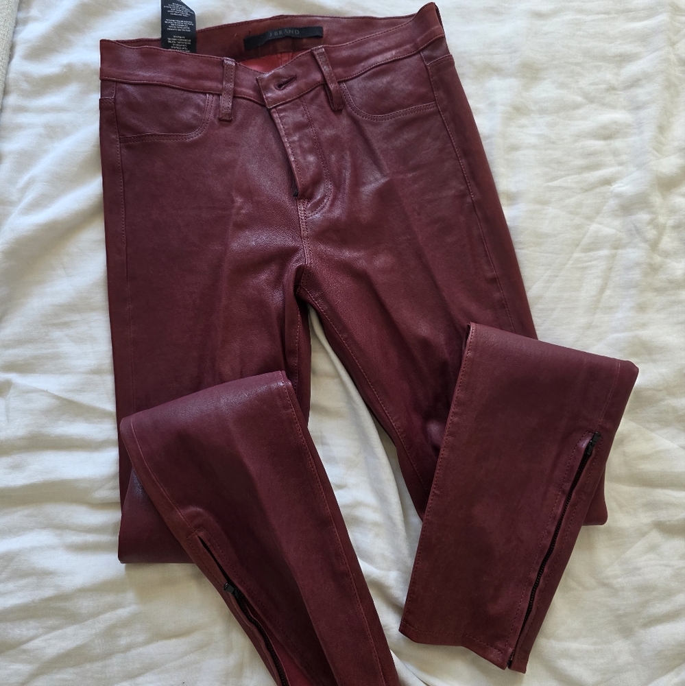J BRAND Maroon Leather Pants